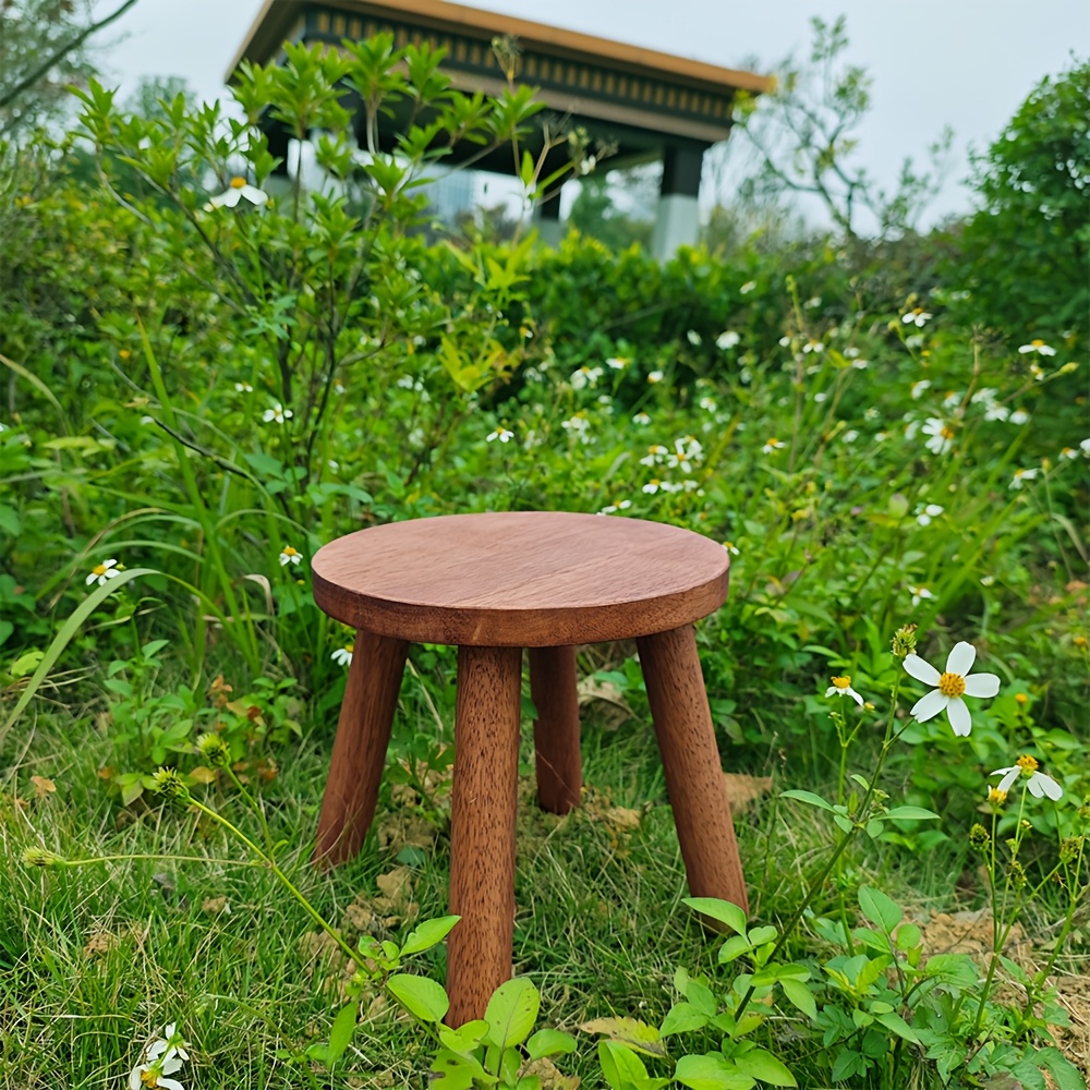 TEMU Pouf da 1 pezzo per patio in legno di gomma, utilizzabile anche come sgabello per cambiare le scarpe, sgabello a , poggiapiedi, espositore da