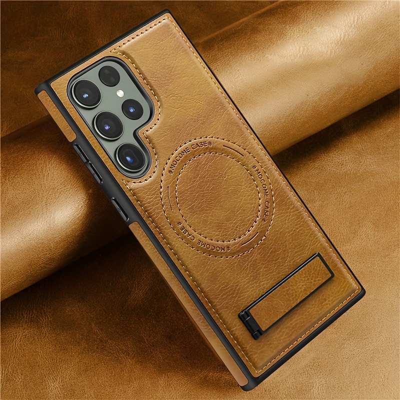 TEMU Phone Case: Magnetic Faux Leather Phone Case With Stand For Galaxy S25, S24 Ultra, S23 Plus, Compatible, Shockproof Protective Cover