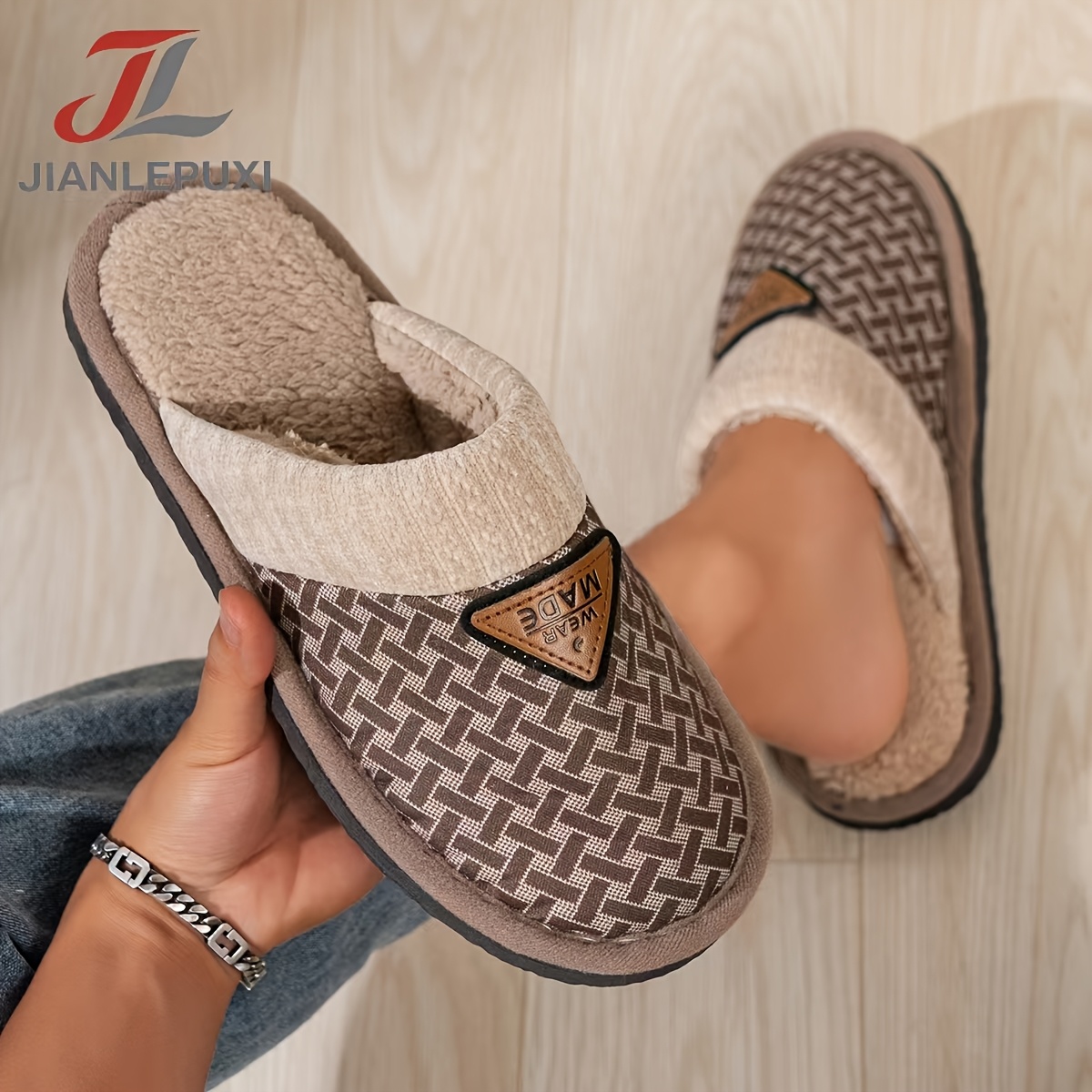 TEMU Chaussons Silencieux et Confortables Couple , Chaussons Chauds en Peluche, Chaussures Silencieuses Antidérapantes à Semelle Souple