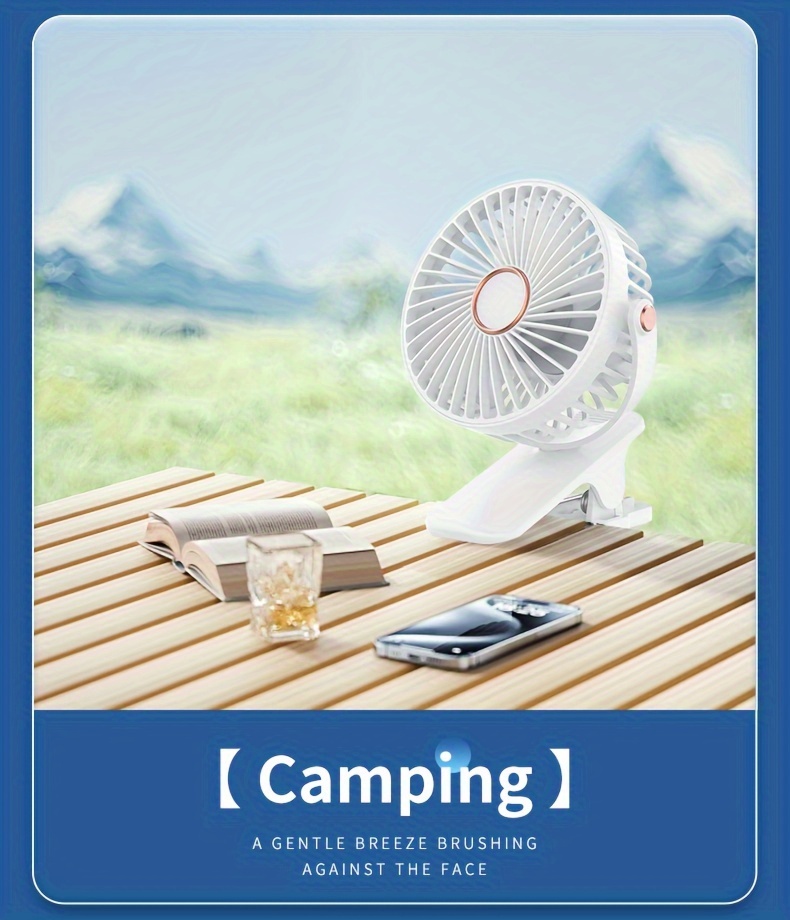   portable clip fan with 360 rotation high velocity personal table fan with rechargeable 800mah lithium battery usb charging   for dorm bedroom   circulation details 16