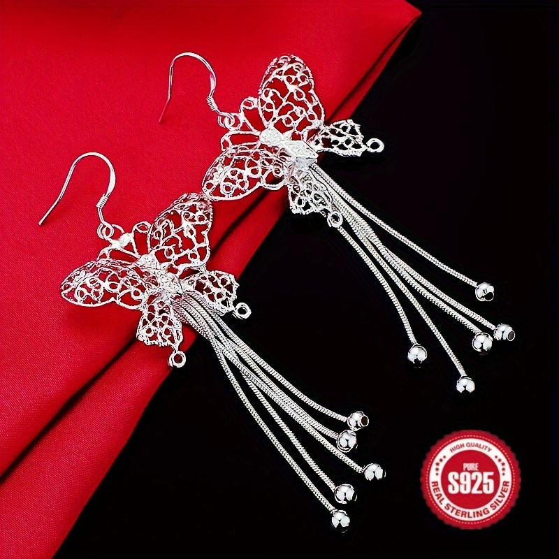 

925 Pure Silvery Tassel Pendant Earrings - Low Allergy, Nickel Free, Light And - Casual Decoration, Friends And