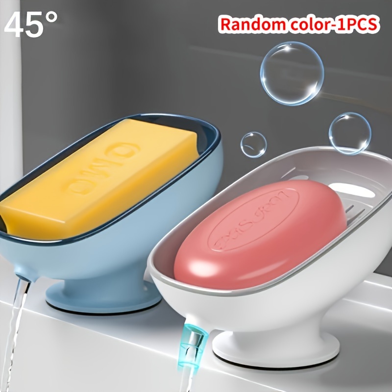 TEMU 1pc Luxurious Adjustable Oval Soap Dish With Drain - Wall-mounted, Anti-slip, Removable Soap Tray For Bathroom