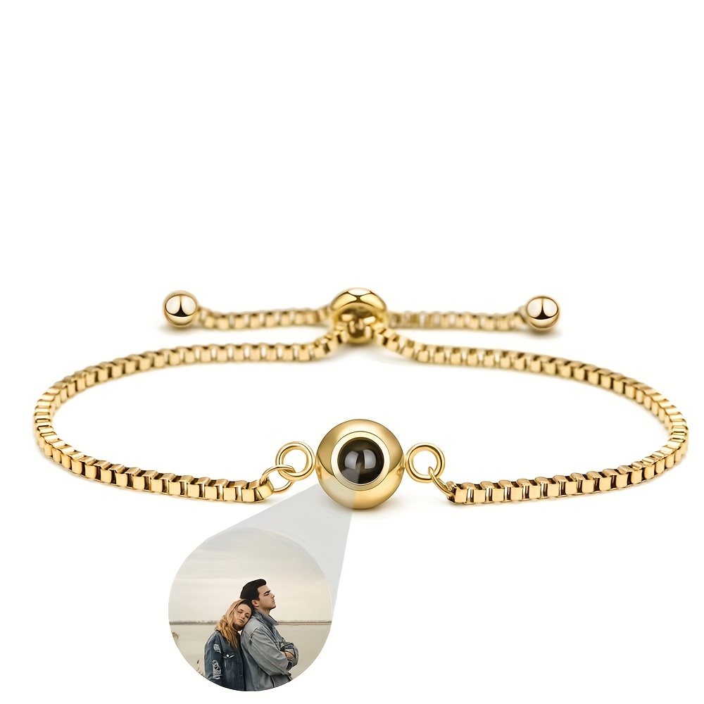 E-shop Personalisiertes Foto Projektionsarmband mit Edelstahlkette für Damen und Herren, 304L Edelstahl, Schmuck, Geburtstagsgeschenk