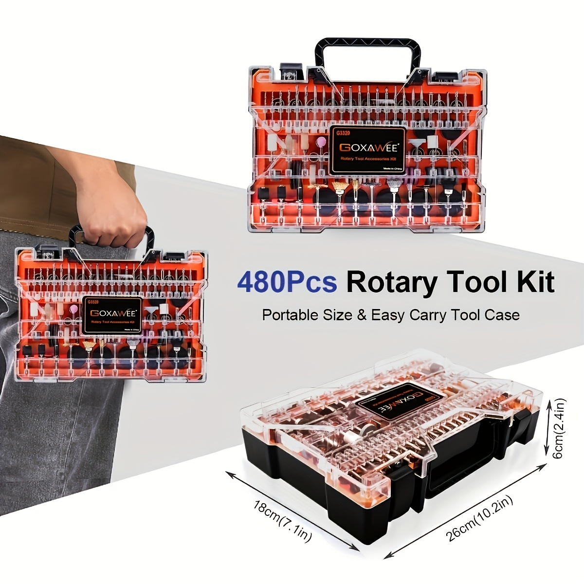 

480pcs Rotary Tool Accessories Kit, 1/8 Inch Shank Rotary Tool Accessory Set, Multi Purpose Universal Kit For Cutting, Drilling, Grinding, Polishing, Engraving & Sanding