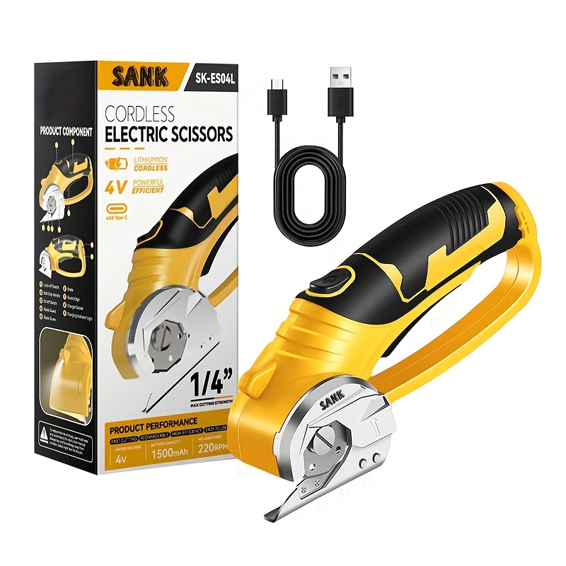 cordless electric scissors 4v rechargeable cardboard box cutter heavy duty fabric scissor with safety lock led   rotary cutter for leather carpet plastic cutting sewing diy cardboard cutter electric scissors for cardboard