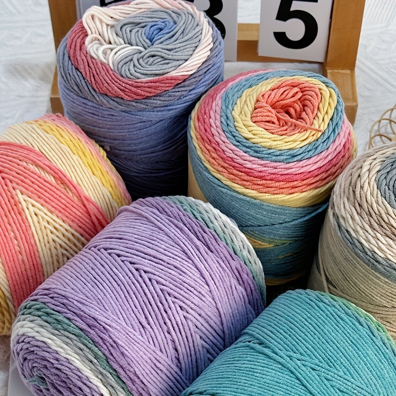 

Rainbow Gradient Yarn - 5-strand Milk Cotton For Diy Crochet & Knitting, Scarves, Pillows, And Blankets