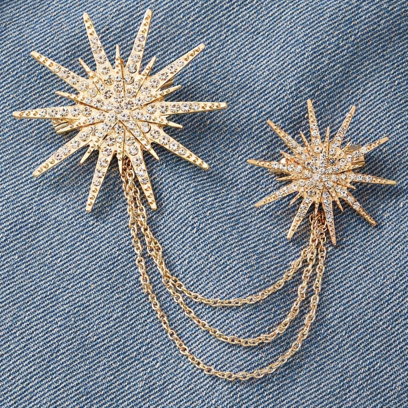 TEMU Broche de Luxe en Strass Soleil, Idéale pour Célébrations, Fêtes, Boîtes de Nuit et Occasions Décontractées, Cadeau Parfait