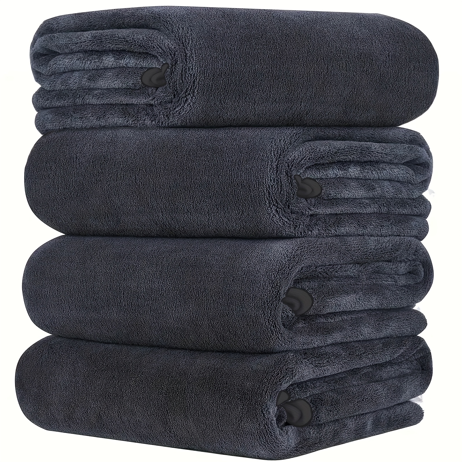 TEMU 4pcs Large Microfiber Bath Towels Suitable For Spa, Yoga, Gym & Bathroom Use - Jumbo Size 27.58"x55.16", Black & Cream, Soft Thick Towel Sheets