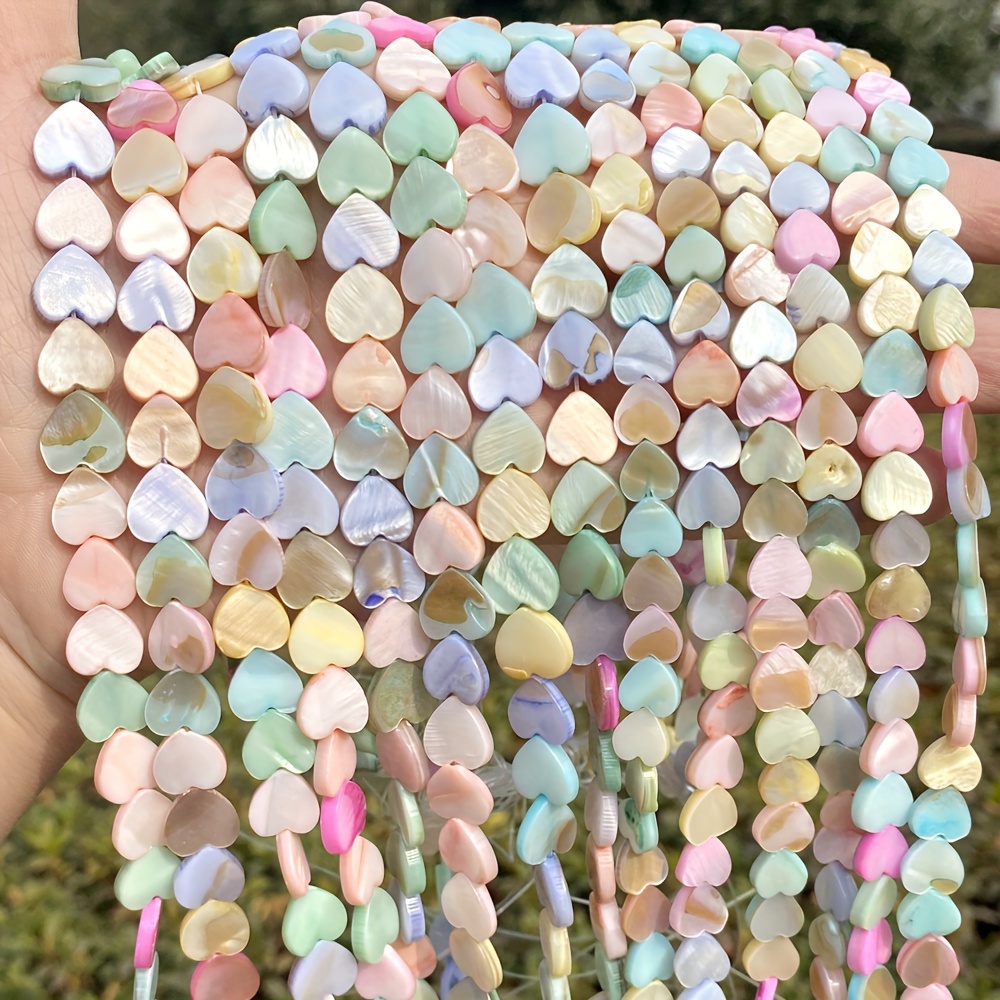 

47-49/38-40pcs Macaroon-colored Heart Shell Loose Beads For Diy Necklace Bracelet Earring Jewelry Making Accessories