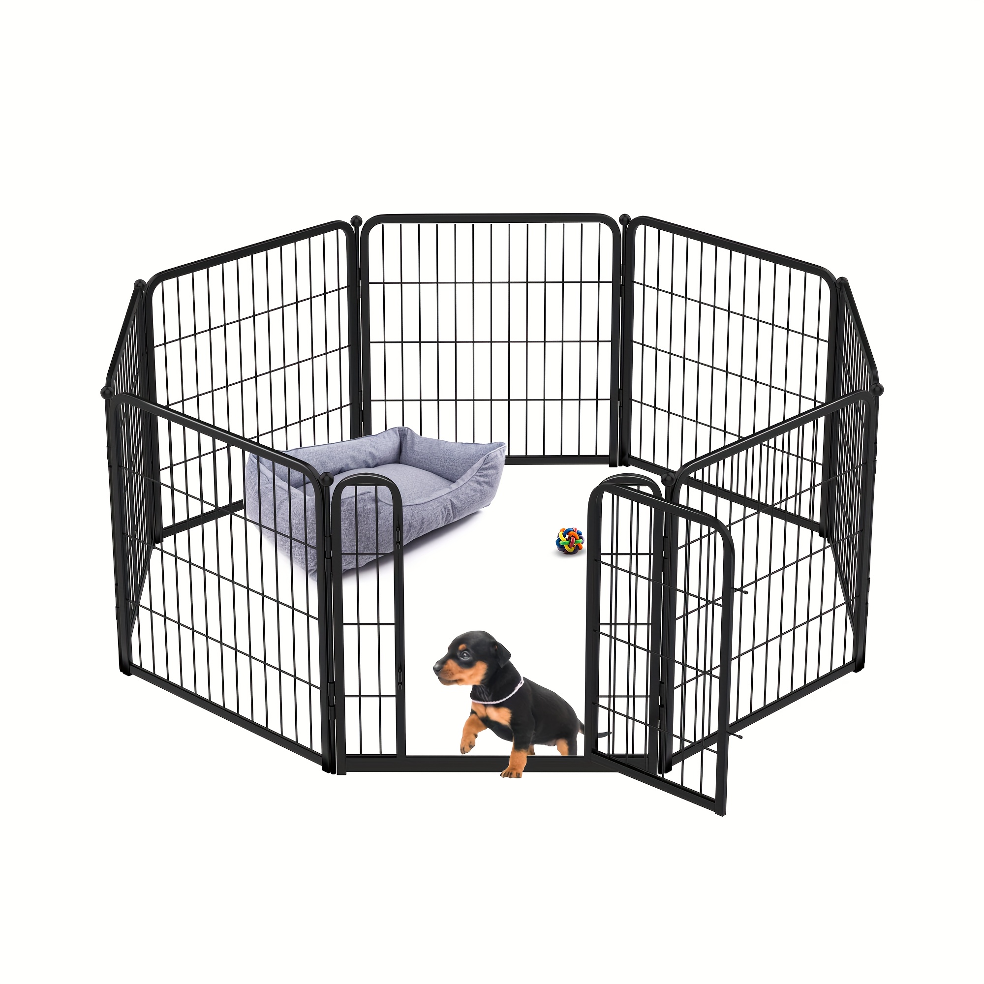 

Fxw 24-inch High Black Metal Pet Playpen, Indoor Safety Fence For Puppies/small Dogs, Patented Design, Durable Metal Construction