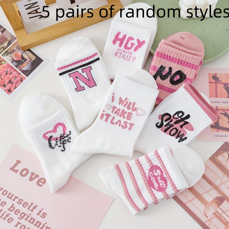 Random 5 Pairs Of Socks For Women's Calf Socks, And Summer Cute
