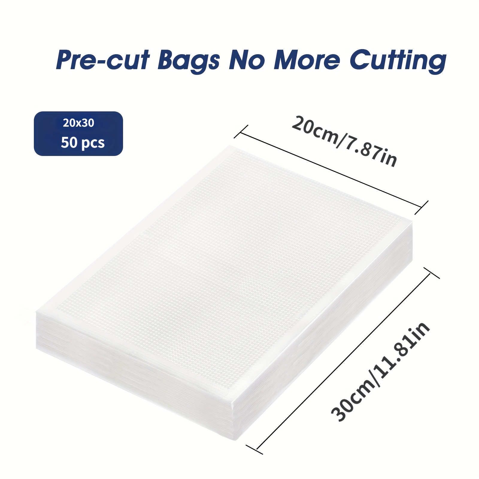 Image of 50-pack Vacuum Sealer Bags, Reusable Food Storage Pouches, No Electricity Needed, Freshness Preservation For Kitchen, Compatible With Vacuum Sealer Machine Accessories