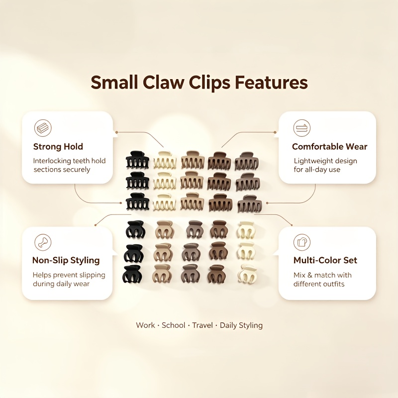 10pcs Matte Mini Pumpkin Dragon Claw Hair Clips Set