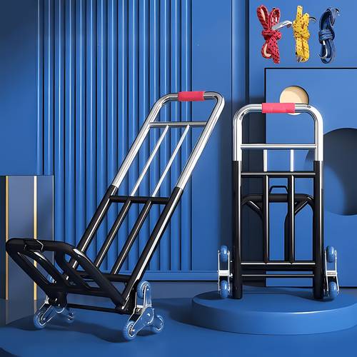 1 heavy duty folding hand truck with adjustable gear stair climbing wheels and portable lift hand truck for transport and shopping foldable hand truck
