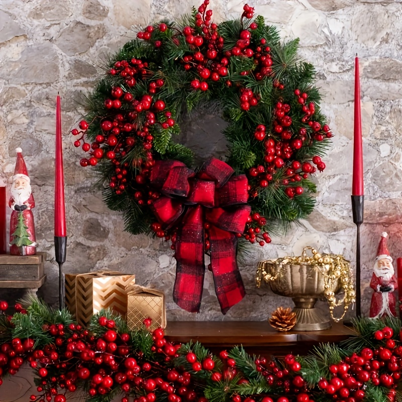 

Christmas & New Wreath Red And Bow - For Decor, No Needed