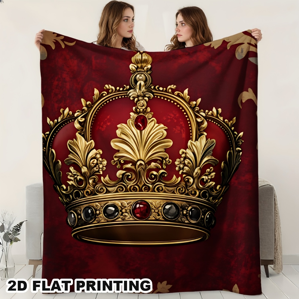 TEMU 2d Flat Royal Red Bottom Velvet Blanket, Soft, Warm, Comfortable, Birthday Gift, Travel Blanket, Plush Blanket, Decor Gift