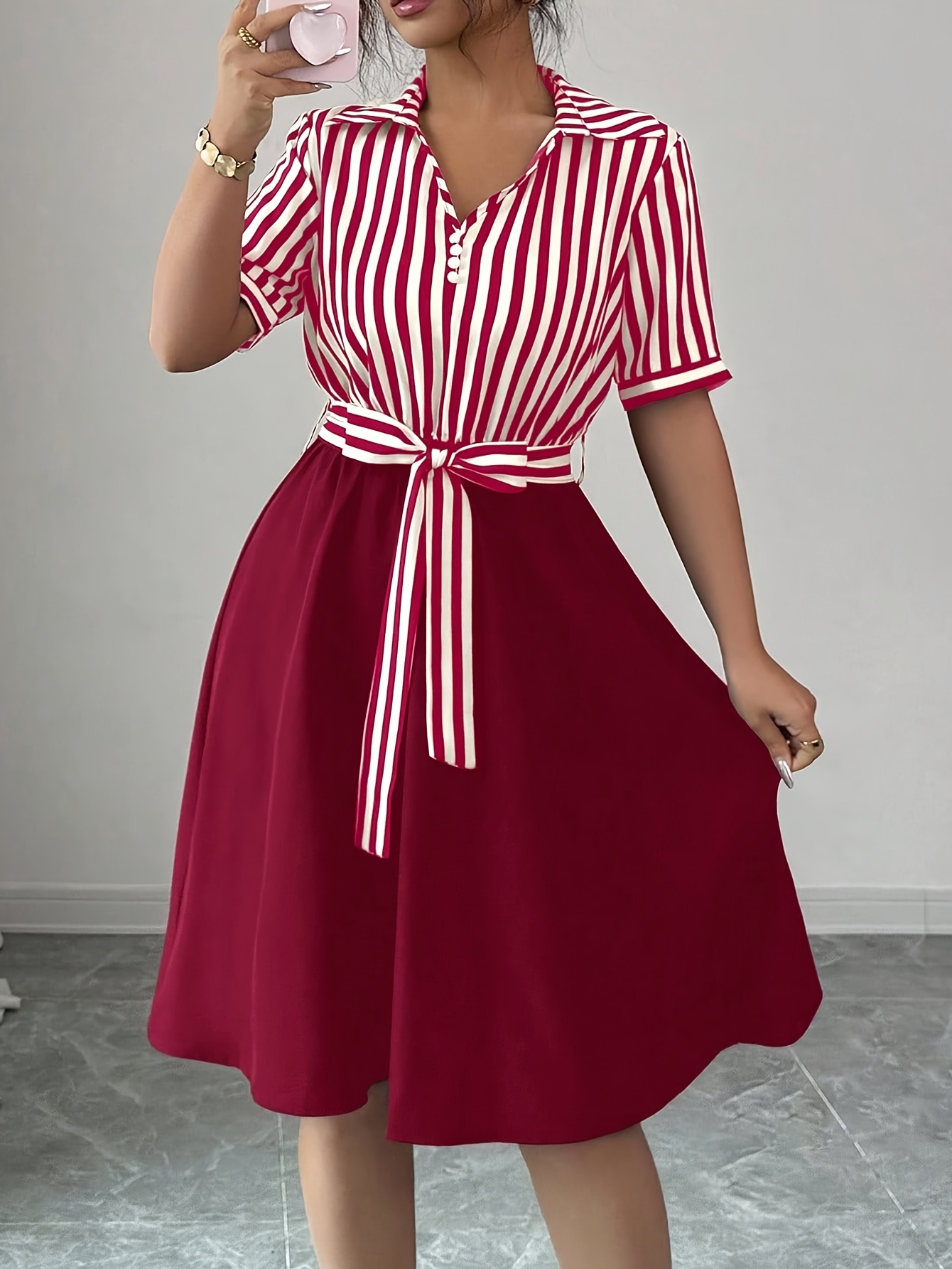 strapless open back dress Non-Iron Cotton Stripe Dress Shirt With Contrast Trim main image 0