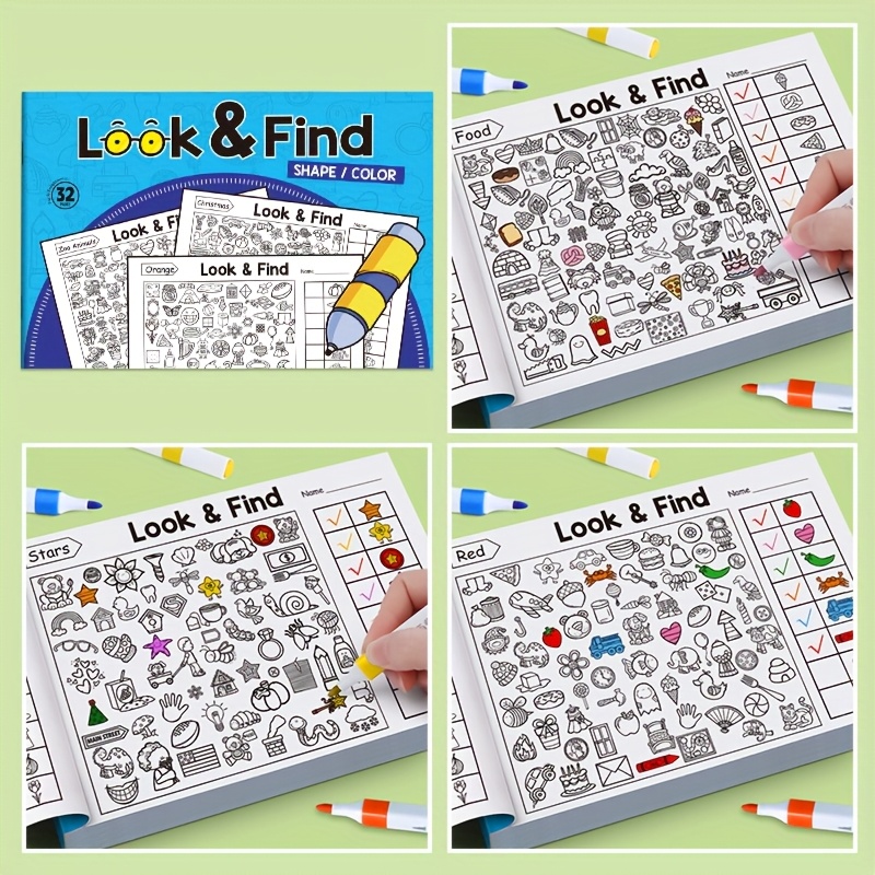 Interactive Treasure Hunt Game Book - Enhance Brain Skills with Sudoku Puzzles, Memory & Color Recognition, Durable Travel Educational Cards for Home and School Use, Perfect Gift for Thanksgiving, Christmas, and New Year, Find The Difference Book, Find The Difference 2, Colouring Book, Drawing Book