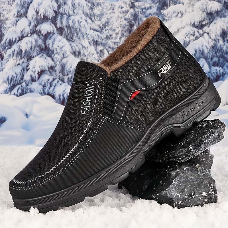 

Men's Cozy & Warm Snow Boots - Slip-resistant Ankle Booties For Hiking, Walking & Running - Plush Lined Winter Shoes With