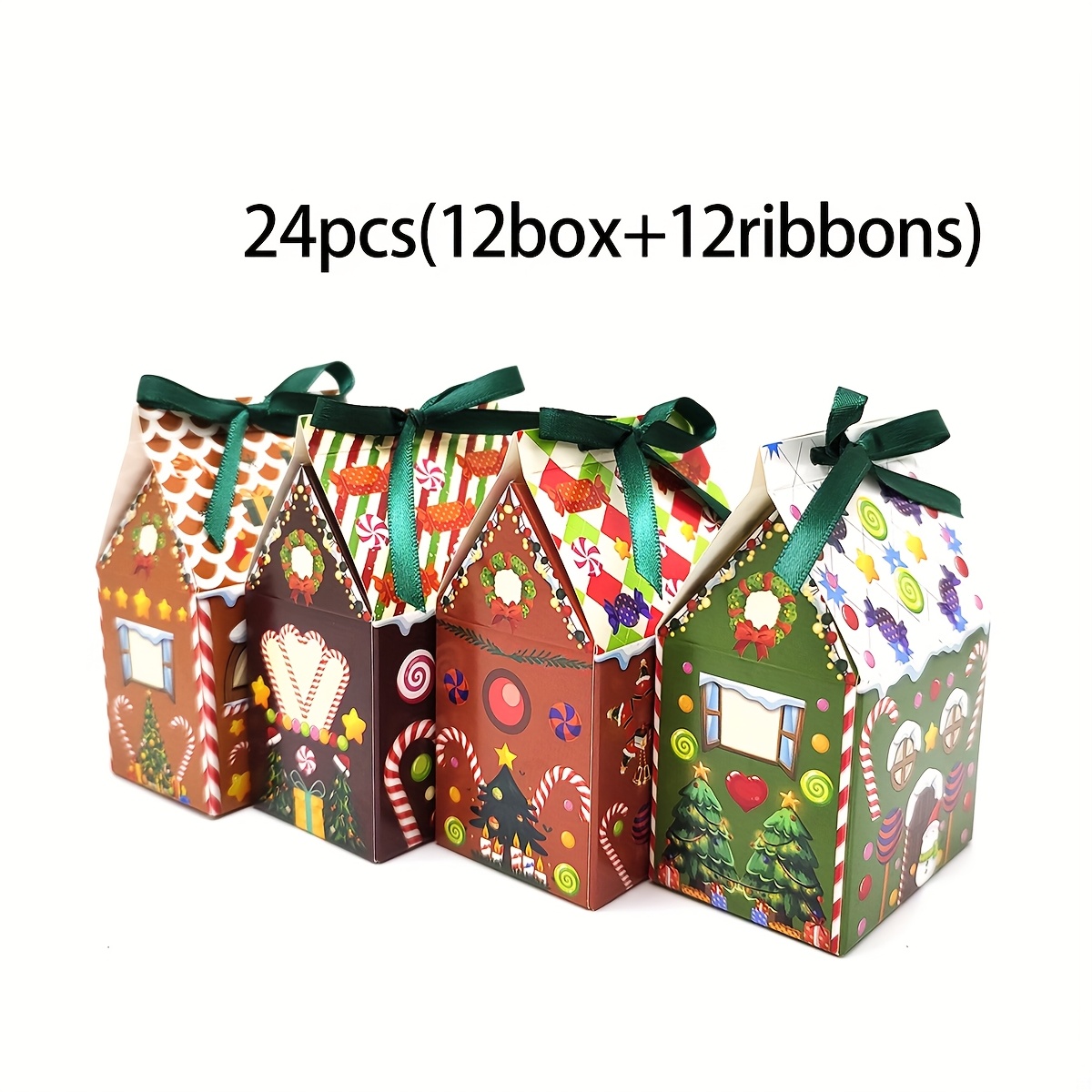 TEMU Boîtes d'emballage mini maison de Noël multicolores 4/12/, emballage cadeau pour fournitures de fête d'année, boîte cadeau de Noël, boîtes de