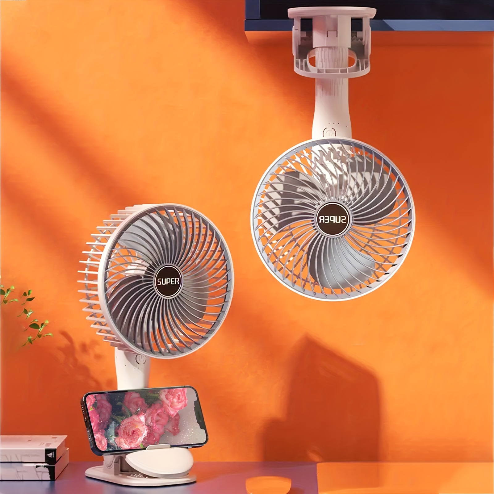 versatile clip on handheld fan with adjustable angle usb rechargeable portable mini desk fan with   settings   summer ideal for dorms apartments details 3