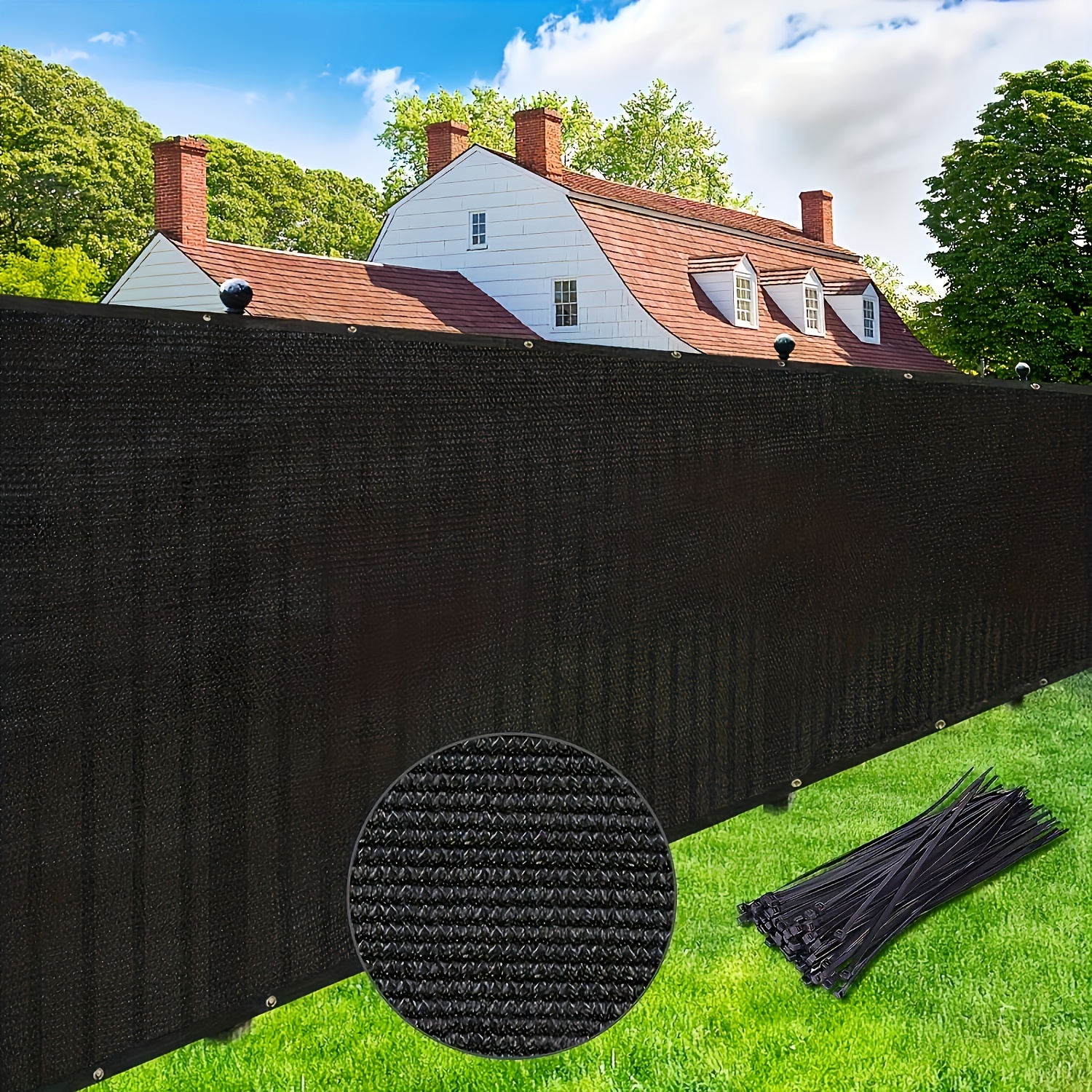 

4/5/6/7/8ft Fence Privacy Screen, Heavy Duty Privacy Fence Screen, Outdoor Shade Cloth Mesh Barrier, Cable Zip Ties Included, Black