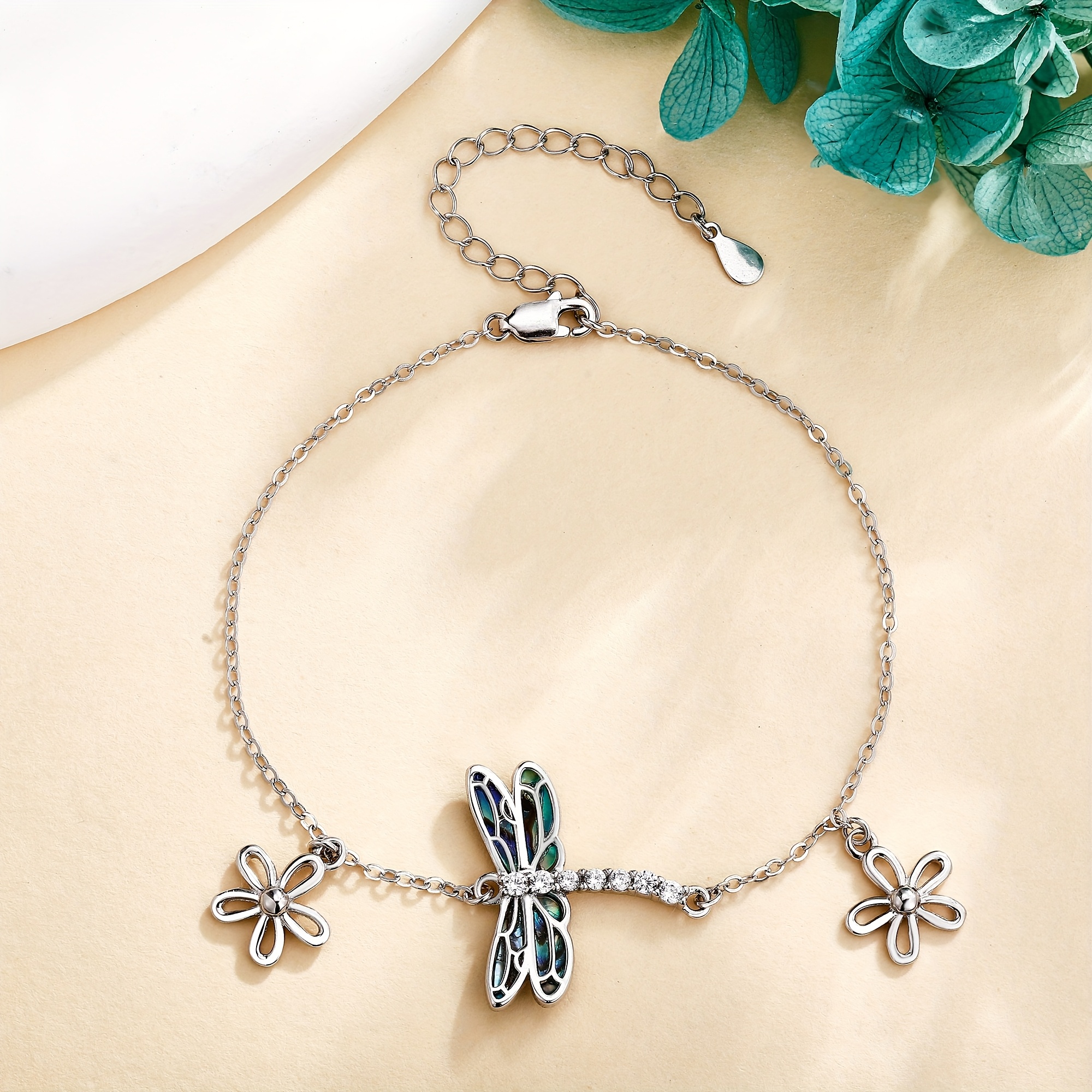 Dragonfly Bracelet 925 Sterling Silver Double Layer Chain Gift