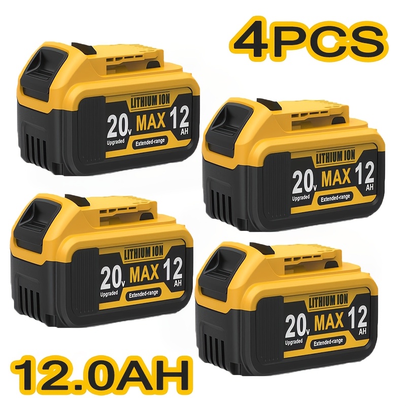 TEMU Lot de 4/Lot de 1, Batterie 12.0Ah 20V MAX, Batterie Lithium-Ion Haute Capacité Compatible avec les Série de Serristes Fil 20V DW DCB200 DCB201