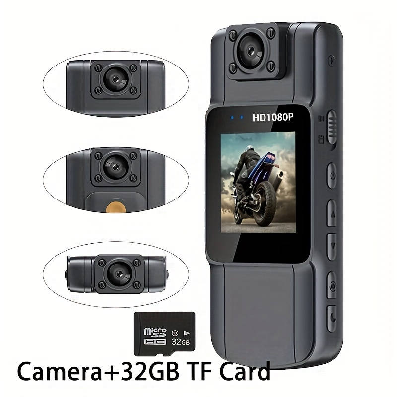 1080p hd body camera 180 rotating lens ir night vision 32gb Temu
