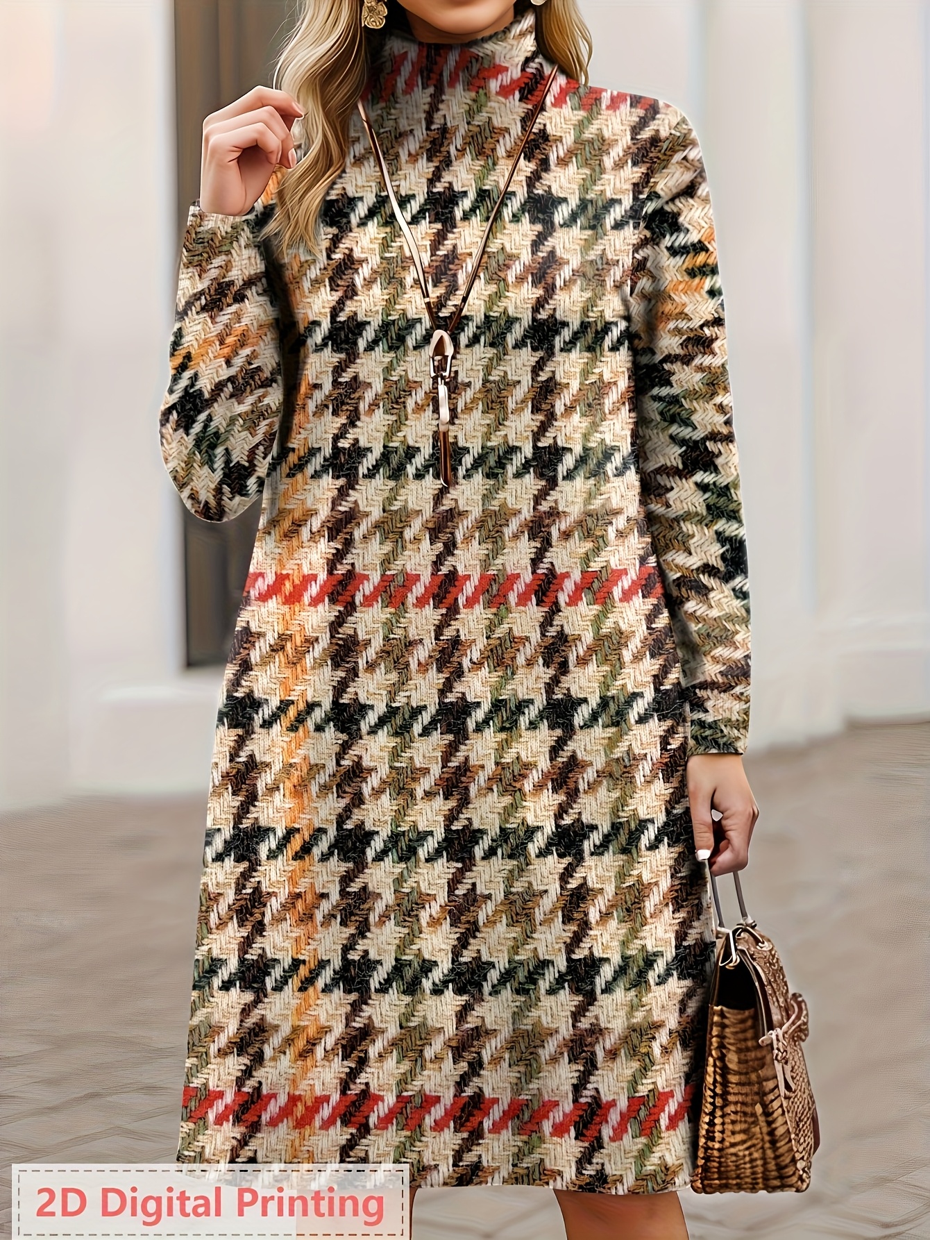 fall warm dresses Fall Warm Black Cotton Wave Point Dresses Long Sleeve Winter Clothes M main image 1