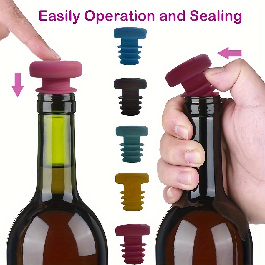 silicone wine stoppers set of 5 leak proof seal for wine oil bottles reusable bottle corks for christmas halloween easter hanukkah thanksgiving durable beverage preserver