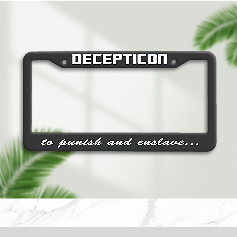 TEMU 1 pièce Cadre de plaque d'immatriculation en aluminium, Cache-plaque d'immatriculation avec Decepticon, Cadeau de décoration de voiture unique,