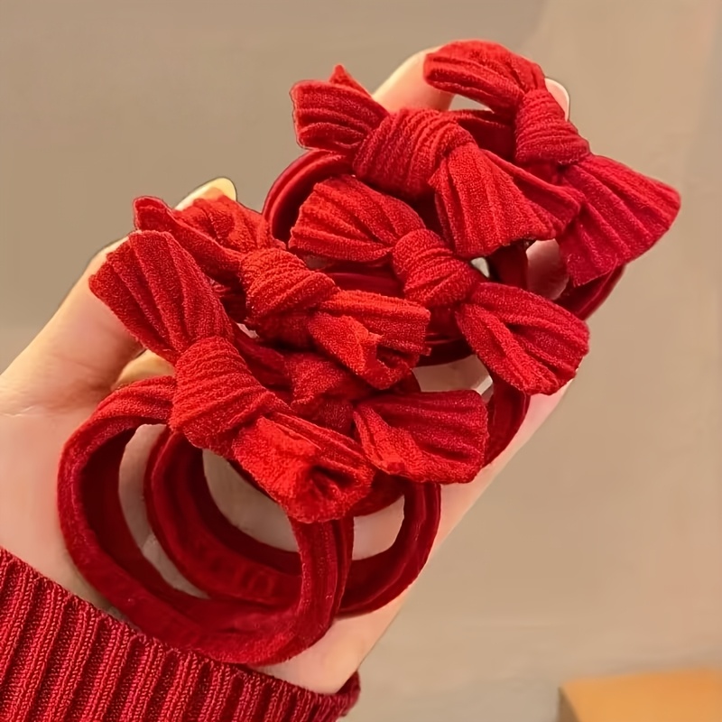 2pcs Red Ultra-Elastic Hair Ties with Non-Slip Grip