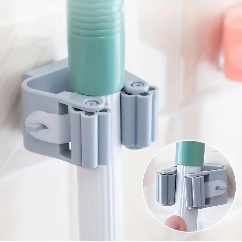Wall-Mounted Mop Organizer Holder - Durable Space-Saving Storage Rack for Sponges, Mops, and Brooms - Ideal for Bathroom, Bedroom, Living Room, Entryway - Home and Dorm Utility Hook Hanger