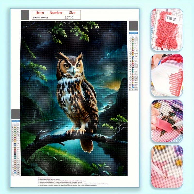 

Owl 5d Diamond Painting Kit With Full Tools - Round Drill, 11.8x15.8in - Perfect For Beginners, Frameless Mosaic Wall Art Craft, Ideal Home Decor Gift