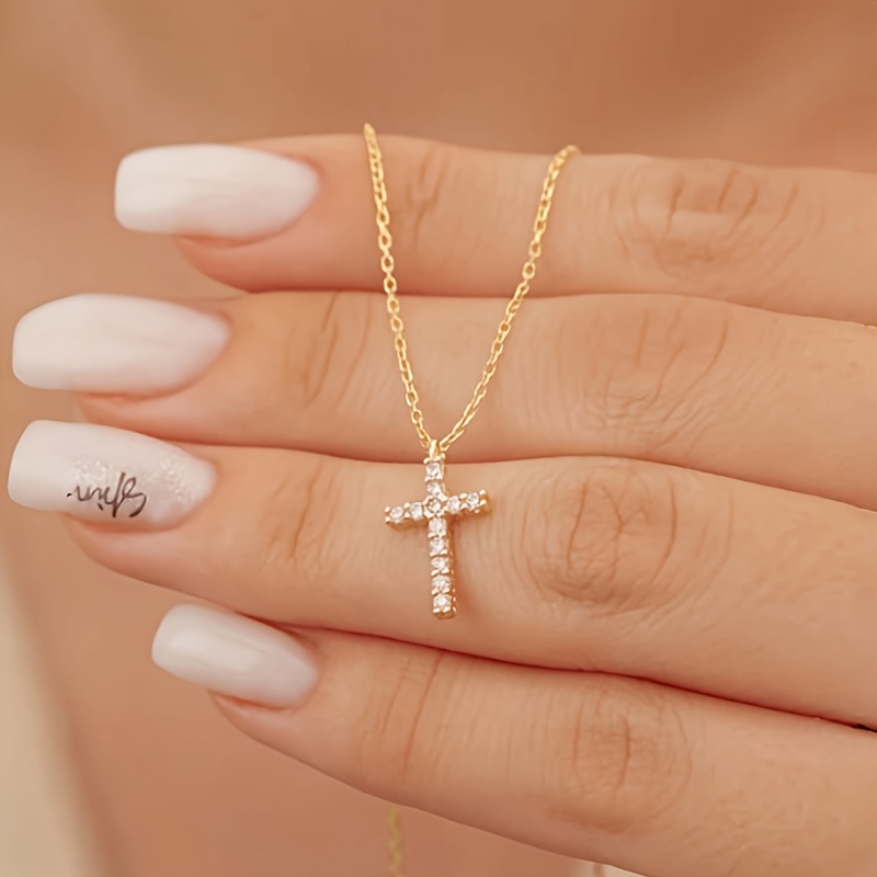 Image of 1pc Minimalist Fashion Rhinestone Inlaid Pendant Necklace, Suitable For Women' Party Decor Creative Gift