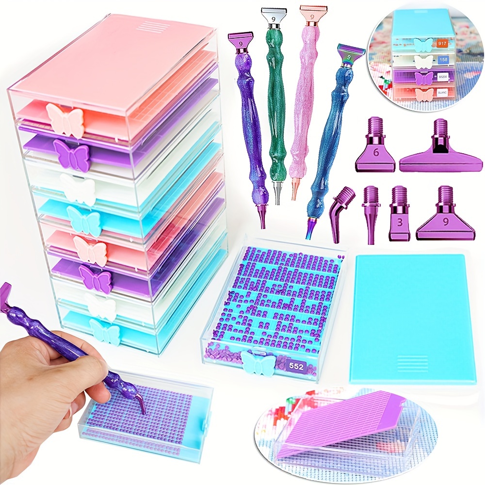 

Complete Diamond Painting Kit With Lid - Stackable Drawer & Flip Tray, Crafting Tools & Accessories Set