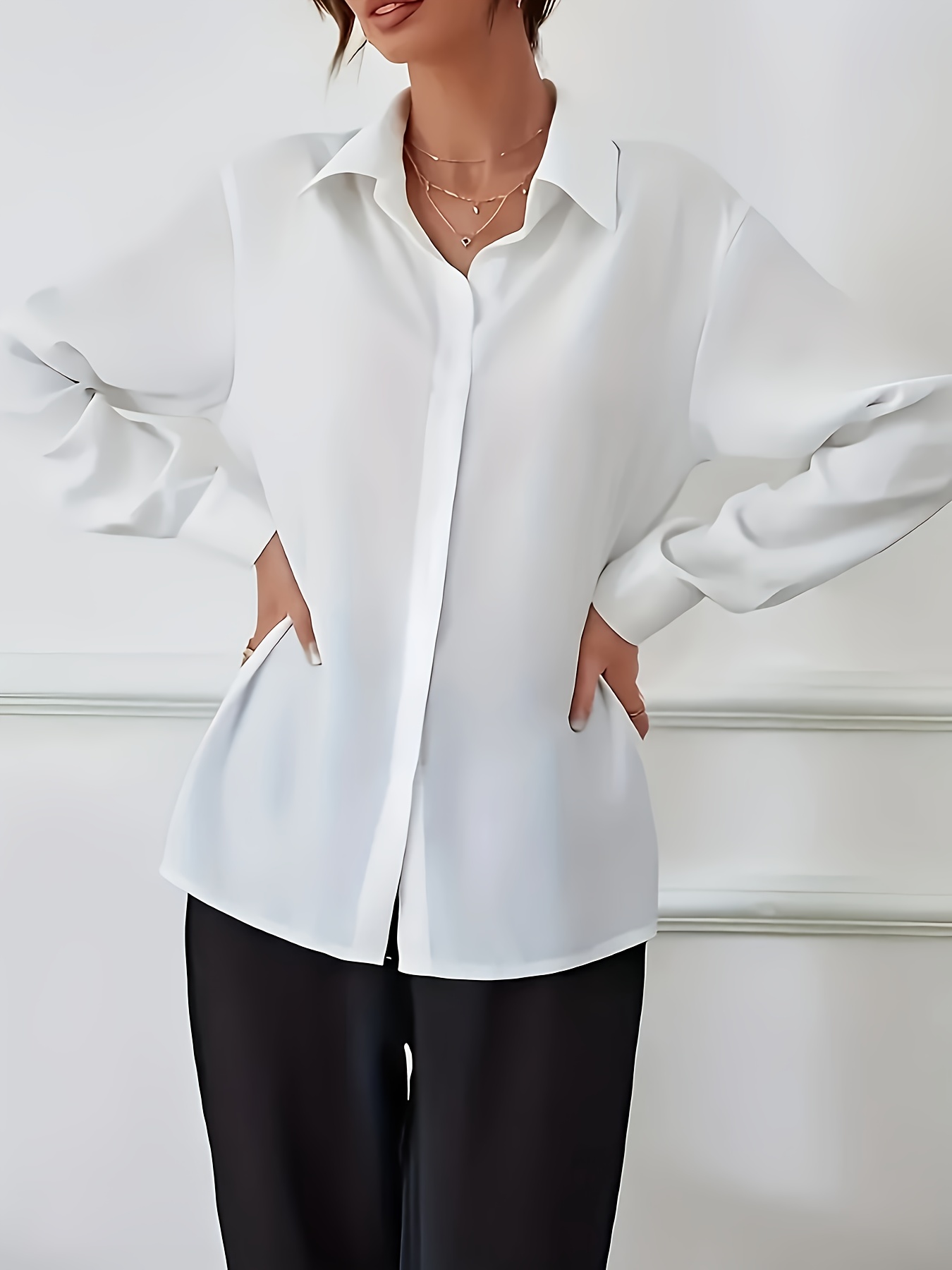 chemise boutonnée à manches longues femmes couleur Temu Mauritius