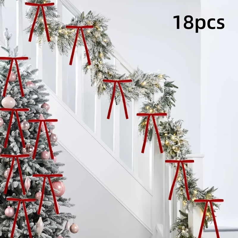 TEMU Juego de 18 piezas, elegantes largos colgantes de terciopelo para decoración de árbol de Navidad, boda y Día de San Valentín, adornos de para