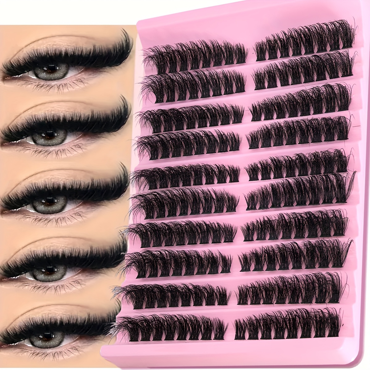 160pcs clustered eyelashes set grab eyelash extension c   long single eyelash   tray artificial mink eyelash cluster extension