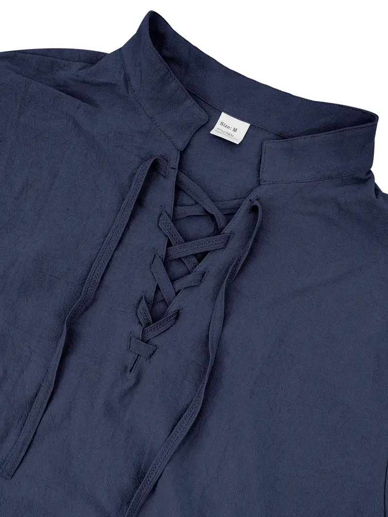 mens elegant linen v neck long sleeve t shirt with cross strap detail breathable regular fit for casual outdoor evening wear spring summer fall versatile top casual wear tee tshirt linen fabric t shirts Product details 44