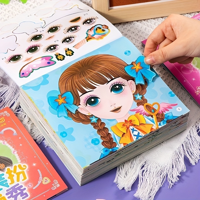 Educational DIY Princess Sticker Activity Book - Magic Dress Up Stickers Set for Toddler Girls Age 3+, Creative Craft Activity Gift, Birthday Party Favors Chinese Version