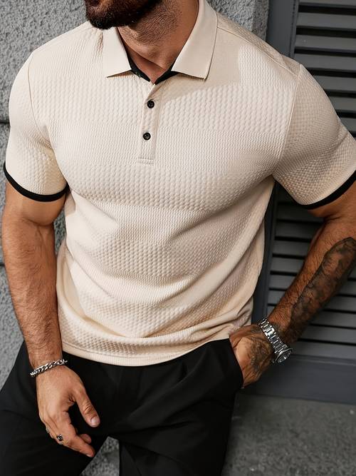 mens business casual shirt formal and casual shirts elastic knit fabric machine washable for office and party attire fashion ribbed detail trendy men