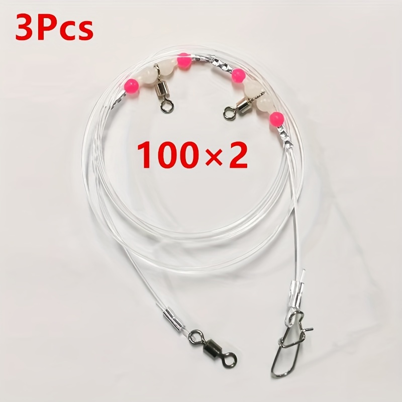 Image of 3 Sets Of Durable Fishing Rigs/line Sets/string Sets Accessories - Nylon Line - Swivels - Red Beads - Glow Beads - Pins - Suitable For Boat Fishing - Sea Fishing - More Fish