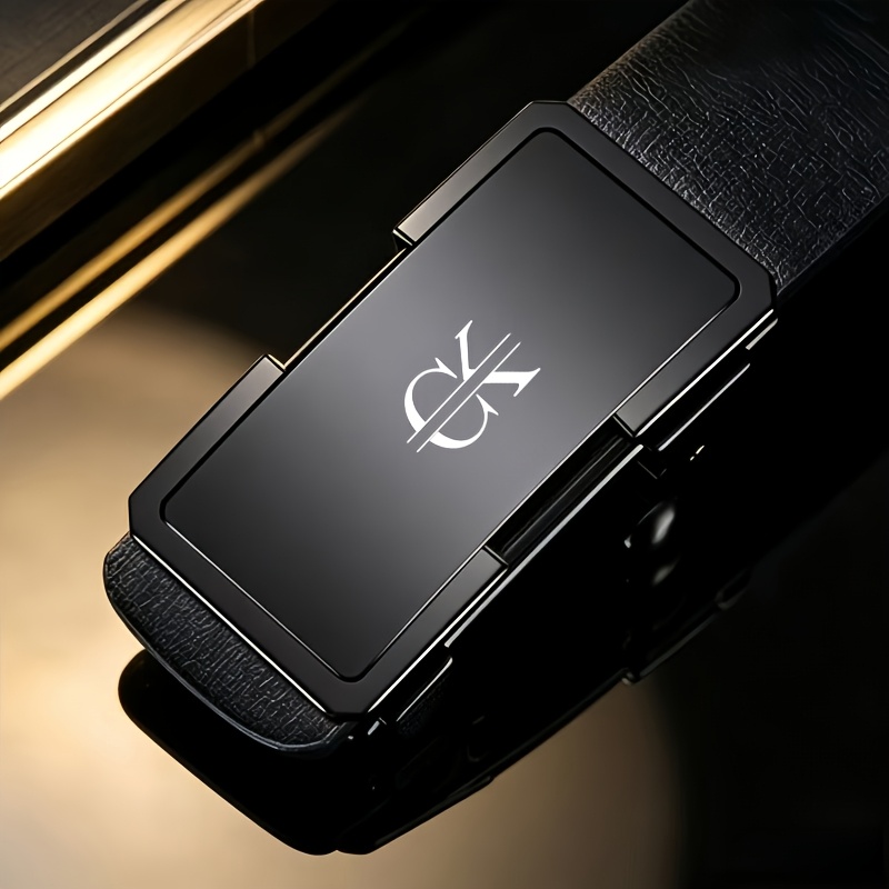 TEMU Pattern Men's Business Belt, Pvc Band, Alloy , Smooth And Sturdy. Adjustable Length, Suitable For Business And Casual