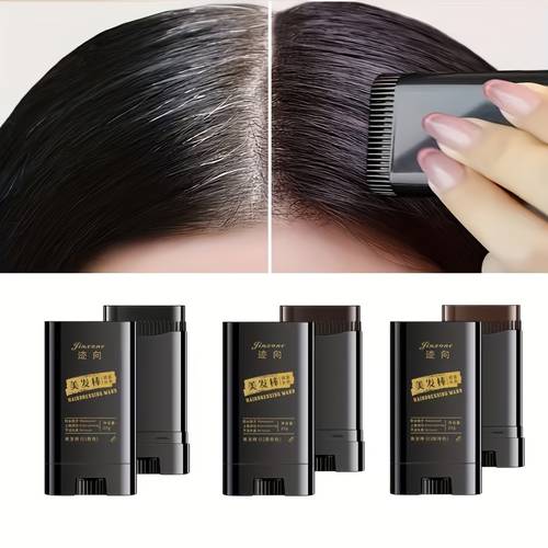 1pc three color hair dye stick emergency hair color applicator with comb teeth waterproof and sweat resistant easy to clean rotating design for quick gray hair coverage ideal gift for adults unisex hair dye tool with plant squalane