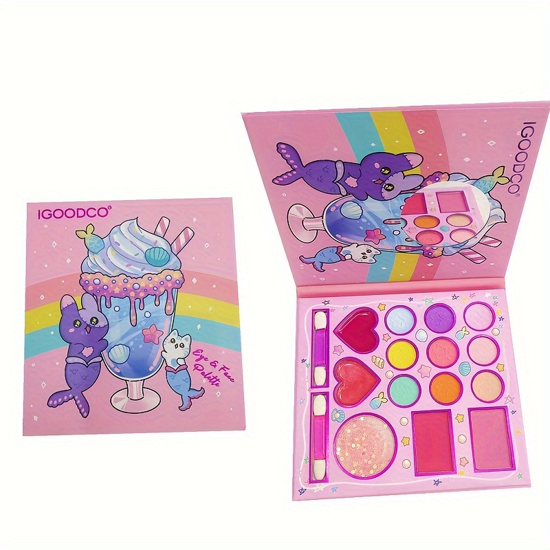 

Cute Cartoon 14 Color Eyeshadow Powder Blusher Lipstick Sequins Glitter All-in-one Multi-function Multicolor Makeup Palette Eye Shadow Portable Palette Contains Plant Squalane Formula