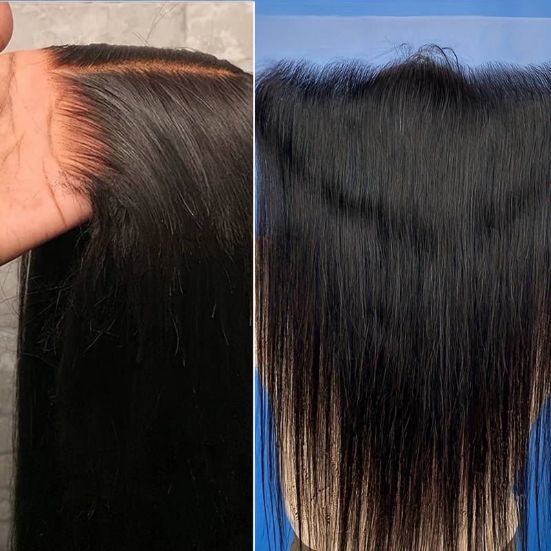 TEMU 13x4 Hd Lace Frontal Straight Human Hair Frontal Pre Natural Hairline For Women,, Realistic Hairpiece, Breathable Lace, Knots, Human Hair 13x4 Hd Lace Frontal, Lace Hairpiece