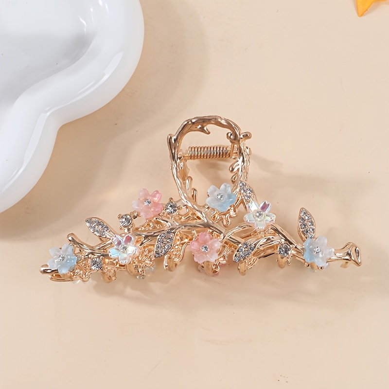 E-shop Glockenblume Sanfter Wind Perle Metall Großer Greifclip, Weizenähren Haarnadel Perle Strass Temperament Haar Haifischclip, Damen Allzweck Mode