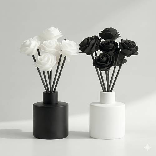 modern black white rose flower reed diffuser sticks decor accent for living room bedroom office home fragrance accessory